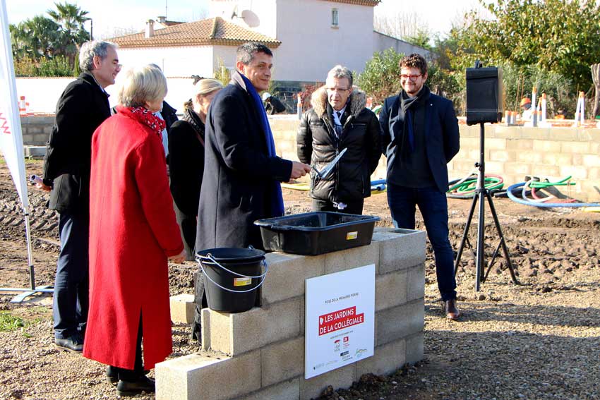 Première pierre Ls Jardins de la Collégiale 3 à Sérignan