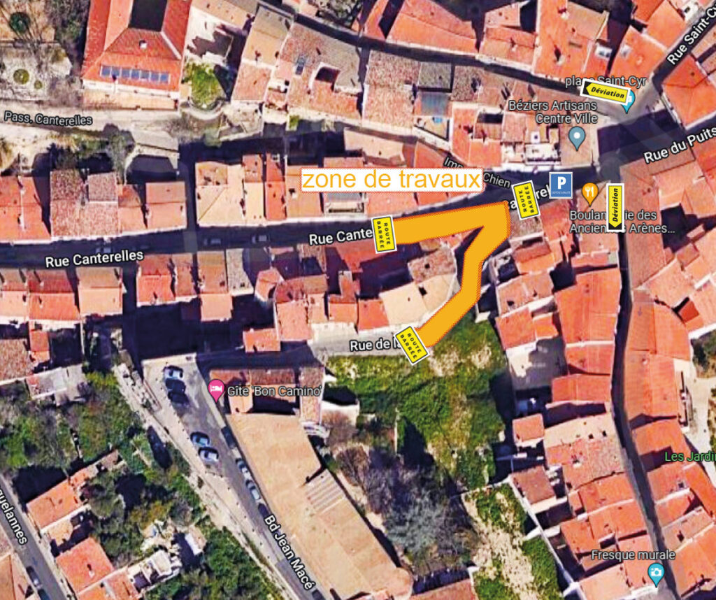 3 Panneau Travaux Tible Focus Maps Web Travaux de requalification de l'îlot rue de la Tible et rue Canterelles à Béziers