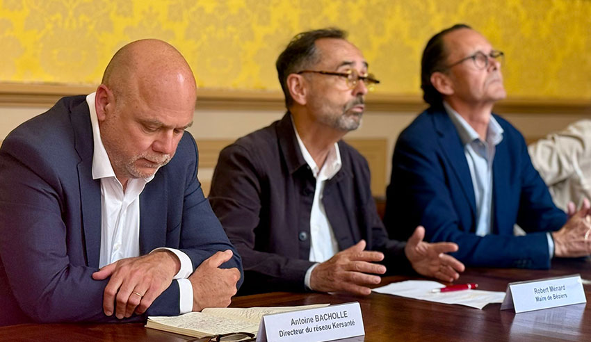 Le Kursaal à Béziers va se transformer en pôle de santé pluridisciplinaire La SEM Viaterra intervient dans le cadre de la concession d’aménagement pour le renouvellement urbain de la Ville de Béziers sur cette opération de transformation de l’ancien cinéma Le Kursaal, fermé depuis plus de 20 ans. Situé 8 rue Boieldieu, en plein cœur de Béziers, l’immeuble va subir d’importants travaux, afin d’accueillir d’ici fin 2027 un pôle de santé pluridisciplinaire. actu-conf-presse-kursaal_4